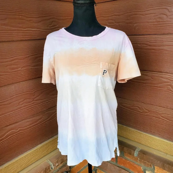 VS PINK 2019 Campus Embroidered Logo Pocket Tie-Dye T-Shirt Size Small - Picture 1 of 14